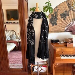 Off-White Black Scarf with White Design